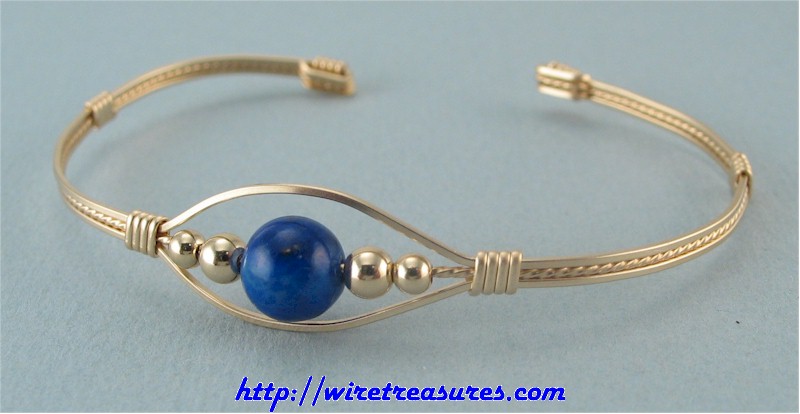 Single Lapis Bead Cuff Bracelet