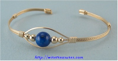 Single Lapis Bead Cuff Bracelet