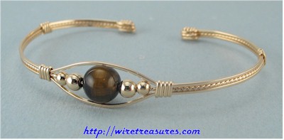 Single Tiger Eye Bead Cuff Bracelet