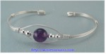 Single Amethyst Bead Cuff Bracelet