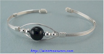 Single Onyx Bead Cuff Bracelet