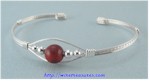 Single Red Jasper Bead Cuff Bracelet
