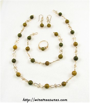 Ocean Jasper Necklace, Bracelet, Earrings and Ring Set 