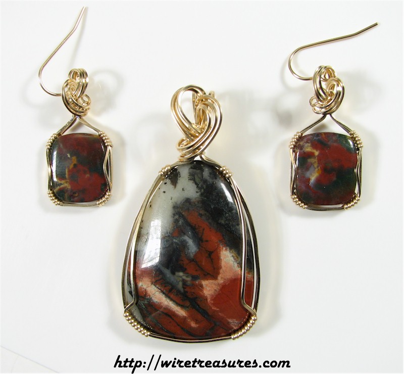 Jasper Pendant & Earrings Set