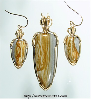 Arroyo Picture Jasper Pendant & Earrings Set