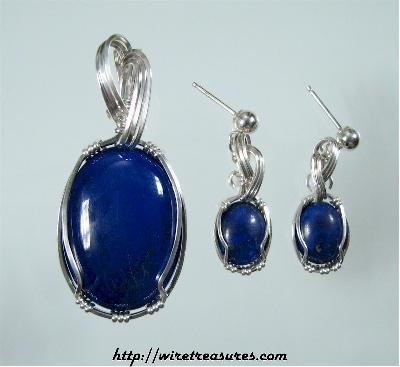 Lapis Pendant and Earrings Set