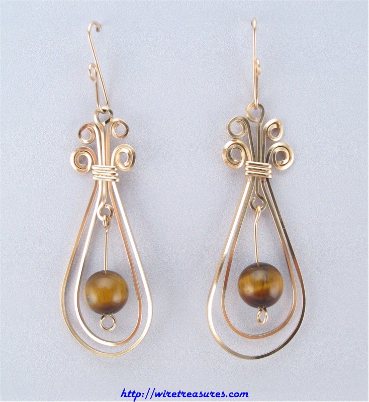 Tiger Eye Long Loop Earrings