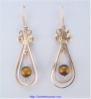 Tiger Eye Long Loop Earrings