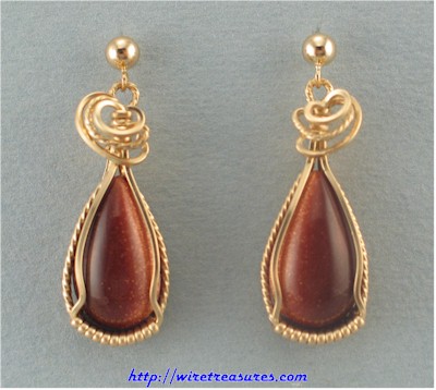 Goldstone Cabochon Earrings