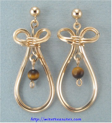 Angel Earrings with Tigereye Beads