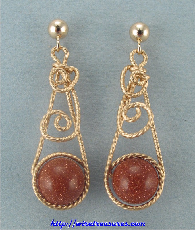 Single Loop Goldstone Bead Earrings