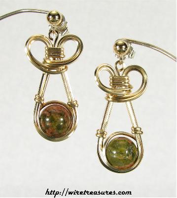 Unakite Bead Earrings