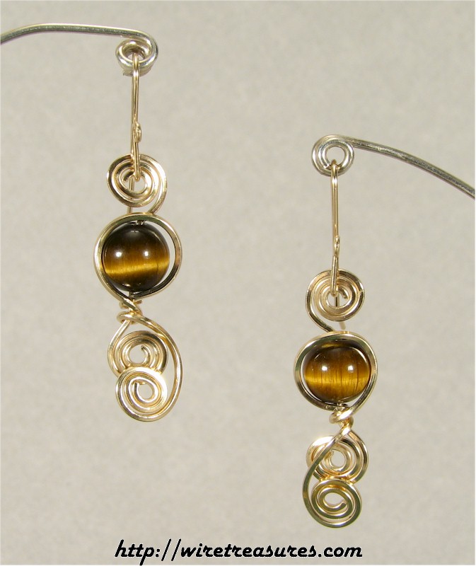 Tigereye Jasper Curly-Q Earrings