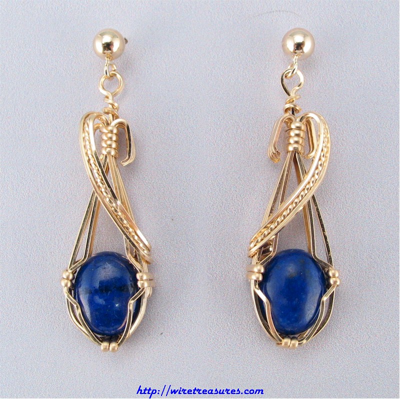 Elegant Lapis Cabochon Earrings