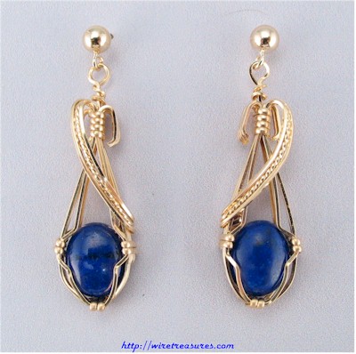 Elegant Lapis Cabochon Earrings