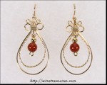Double Loop Earrings with Carnelian Beads