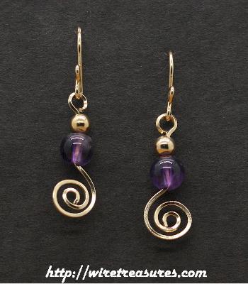 Amethyst & GF Bead Swirled Earrings