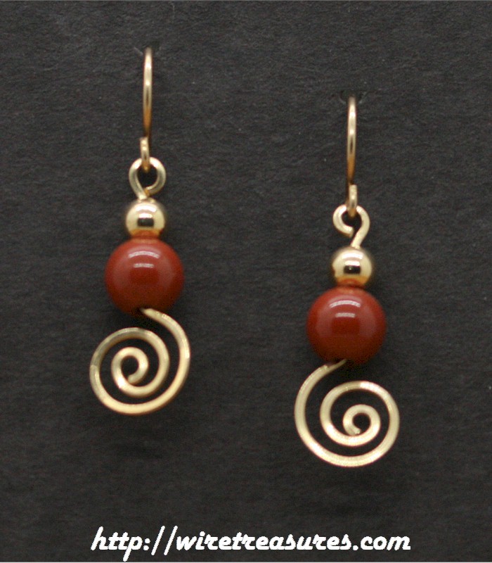 Red Jasper & GF Bead Swirled Earrings