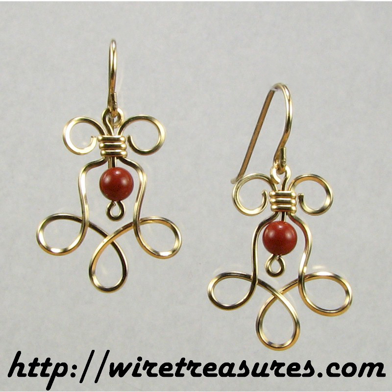 Loopy Earrings with Red Jasper Beads