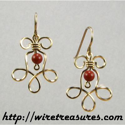 Loopy Earrings with Red Jasper Beads