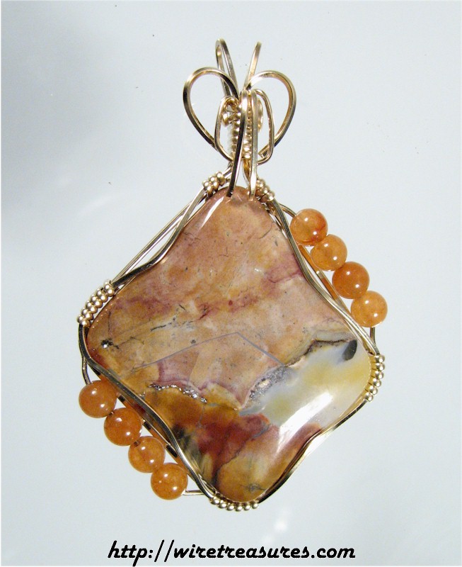 Ohio Flint Pendant with Peach Aventurine Beads