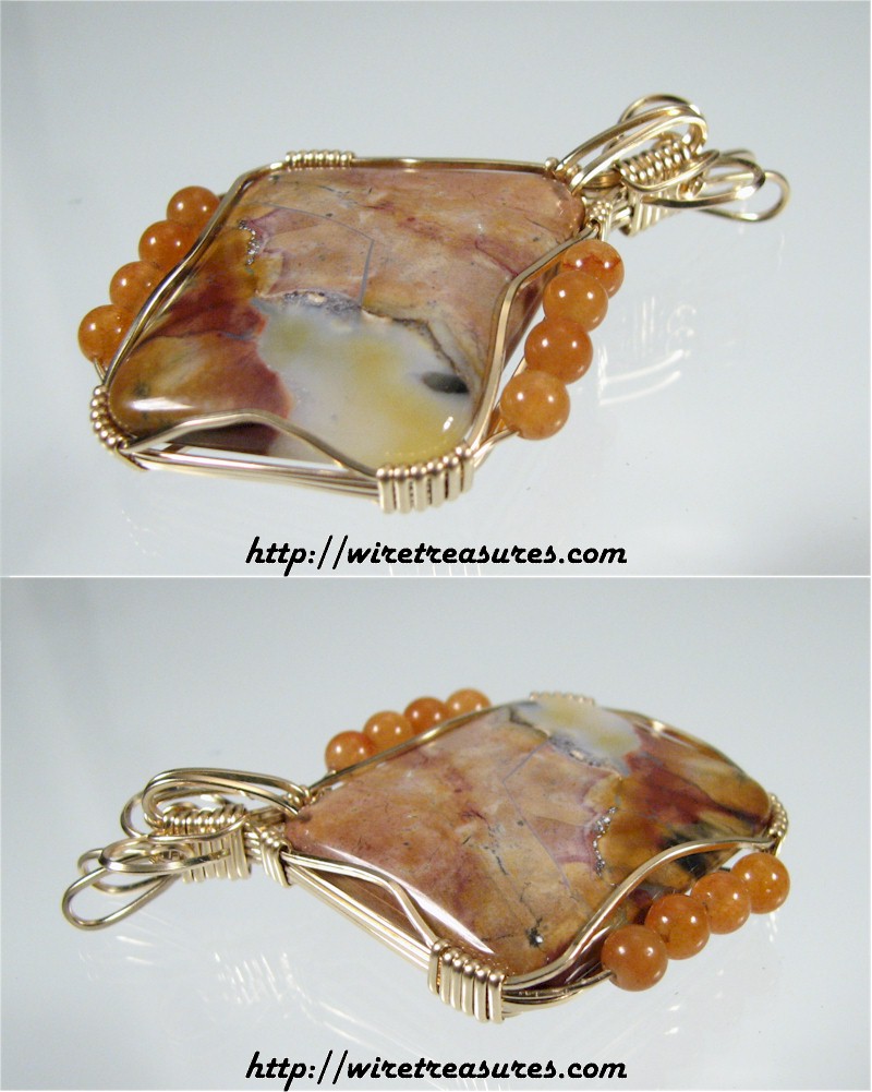 Ohio Flint Pendant with Peach Aventurine Beads
