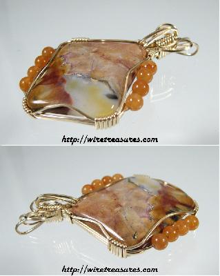 Ohio Flint Pendant with Peach Aventurine Beads