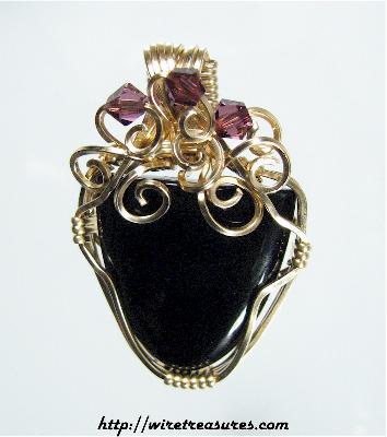 Black Onyx Pendant with Swarovski Amethyst Crystals