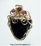 Black Onyx Pendant with Swarovski Amethyst Crystals