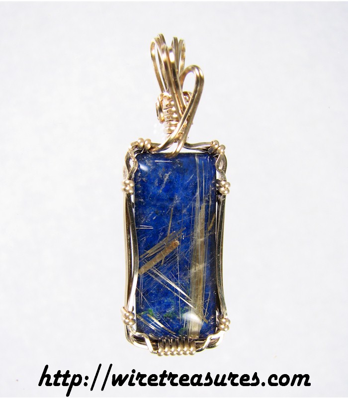Rutilated Quartz on Lapis Pendant