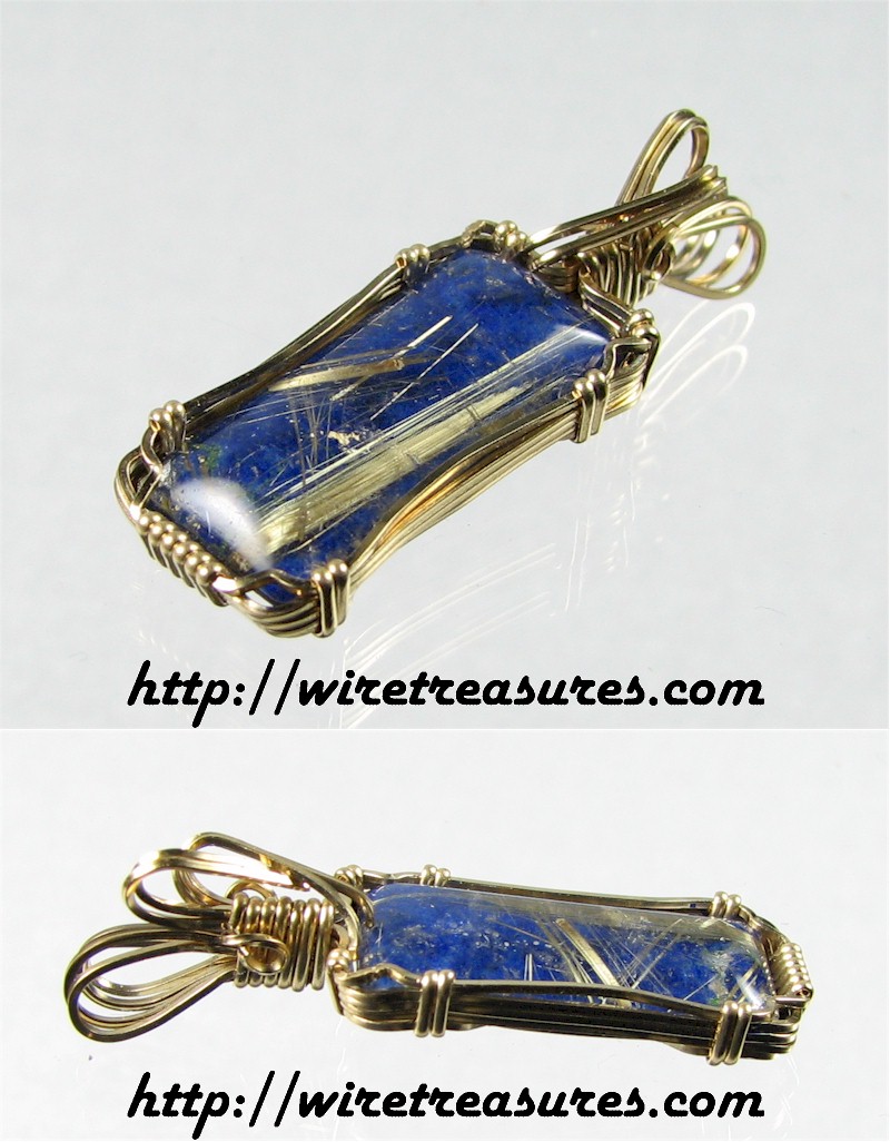 Rutilated Quartz on Lapis Pendant