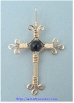 Onyx Bead Cross Pendant