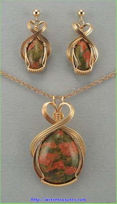 Unakite Pendant & Earrings Set