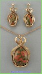 Unakite Pendant & Earrings Set