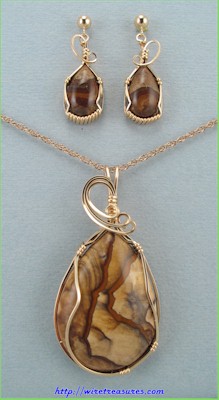 Biggs Canyon Picture Jasper Pendant & Earrings Set