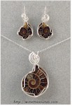 Ammonite Fossil Pendant & Earrings Set