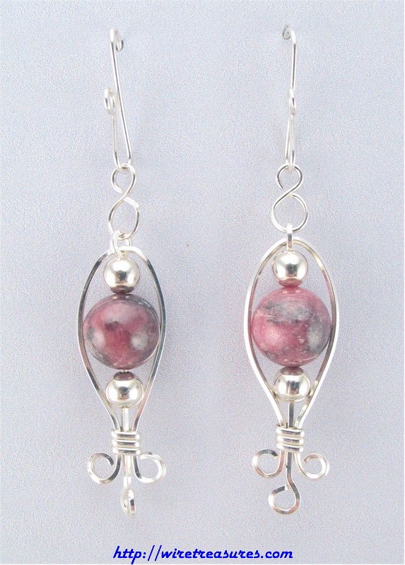 Rhodonite Bead Dangly Earrings