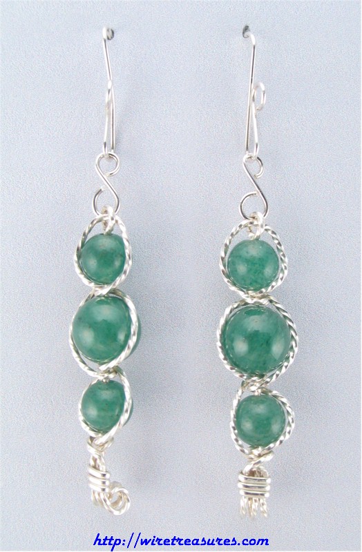 Aventurine Three-Bead Earrings