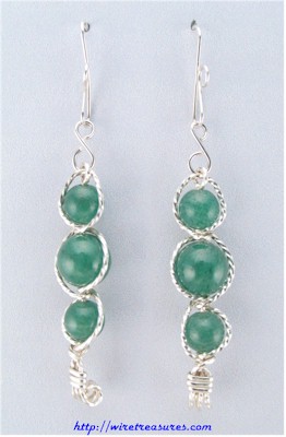 Aventurine Three-Bead Earrings