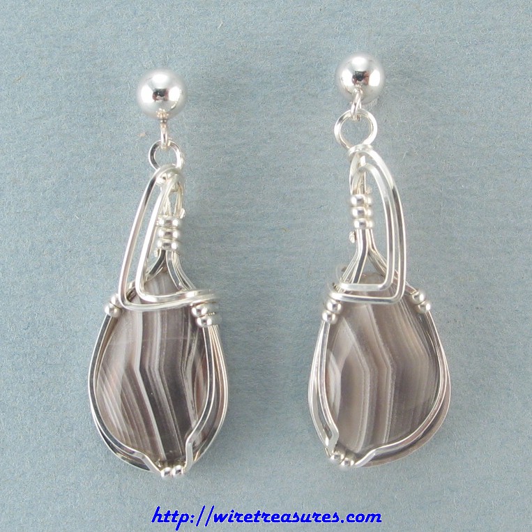 Banded Agate Cabochon Earrings