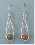 Unakite Bead Sterling Silver Earrings