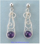 Amethyst Bead Sterling Silver Earrings