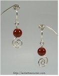 Single Carnelian Bead Swirly Earrings 
