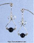 Black Onyx & Silver Triple-Bead Earrings
