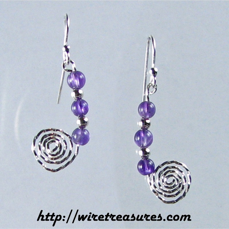 Beaded Snail Earrings with Amethyst Beads