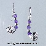 Beaded Snail Earrings with Amethyst Beads
