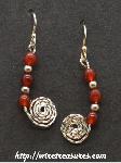 Beaded Snail Earrings with Carnelian Beads