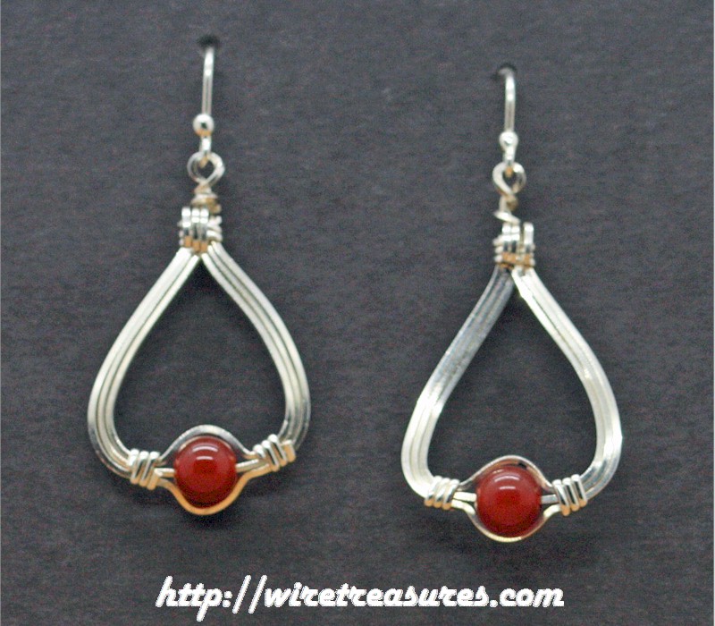 Carnelian Bead Triangle Earrings
