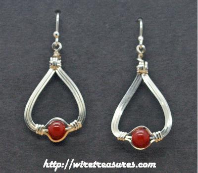 Carnelian Bead Triangle Earrings