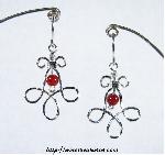 Curly Wire Earrings with Carnelian Bead